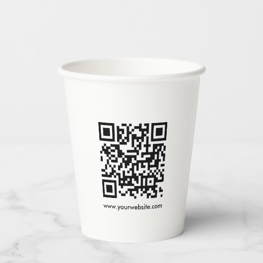 Benutzerdefinierte QR-Code-Prüfung Website URL-Vor Pappbecher (Rückseite)