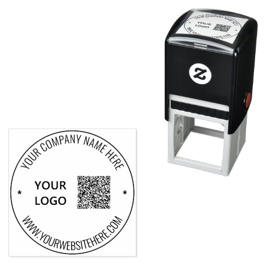 Benutzerdefinierte QR-Code-Scan-Info-Logo und Text Permastempel (Beispiel)