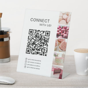 Benutzerdefinierte QR-Code Social Media Icons Bäck Sockelschild