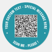 Benutzerdefinierte QR-Code-Textaufkleber Vorlage I Runder Aufkleber (Vorderseite)