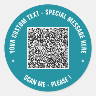 Benutzerdefinierte QR-Code-Textaufkleber Vorlage I Runder Aufkleber