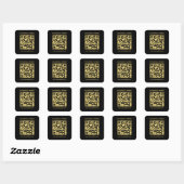 Benutzerdefinierte QR-Code-Vorlage Schwarz & Gold Quadratischer Aufkleber (Blatt)
