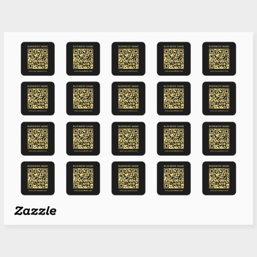 Benutzerdefinierte QR-Code-Vorlage Schwarz & Gold Quadratischer Aufkleber (Blatt)