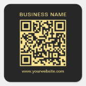 Benutzerdefinierte QR-Code-Vorlage Schwarz & Gold Quadratischer Aufkleber (Vorderseite)