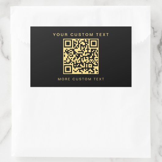 Benutzerdefinierte QR-Code-Vorlage Schwarz & Gold Rechteckiger Aufkleber (Tasche)