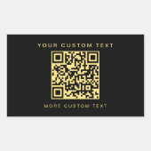 Benutzerdefinierte QR-Code-Vorlage Schwarz & Gold Rechteckiger Aufkleber (Vorderseite)