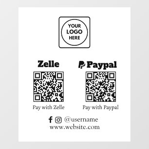 Benutzerdefinierte QR-Zahlung Zelle & PayPal Sca Fensteraufkleber