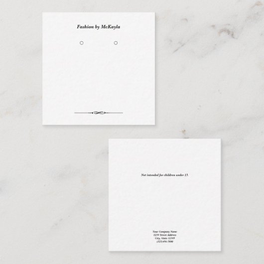 Benutzerdefinierte Quadrat-Klassische Ohrring-Disp Terminkarte (Vorne/Hinten)