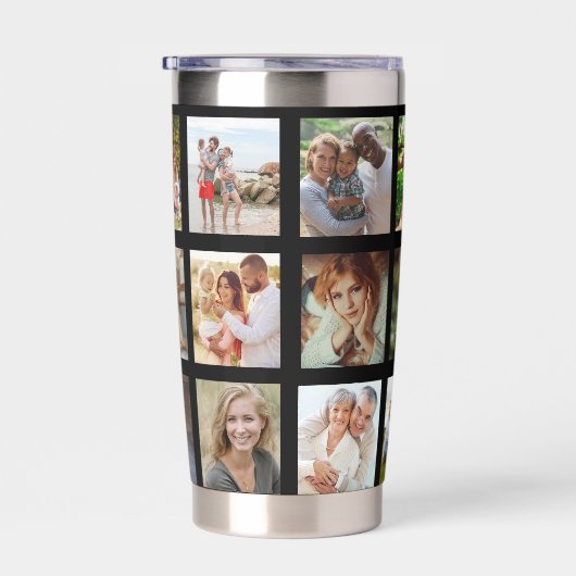 Benutzerdefinierte Quadrate mit mehreren Fotos Thermobecher (Rechts)