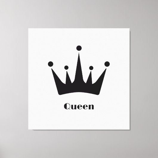 Benutzerdefinierte Queen Text Black Crown gestempe Leinwanddruck (Vorderseite)