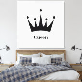Benutzerdefinierte Queen Text Black Crown gestempe Leinwanddruck (Insitu (Schlafzimmer))
