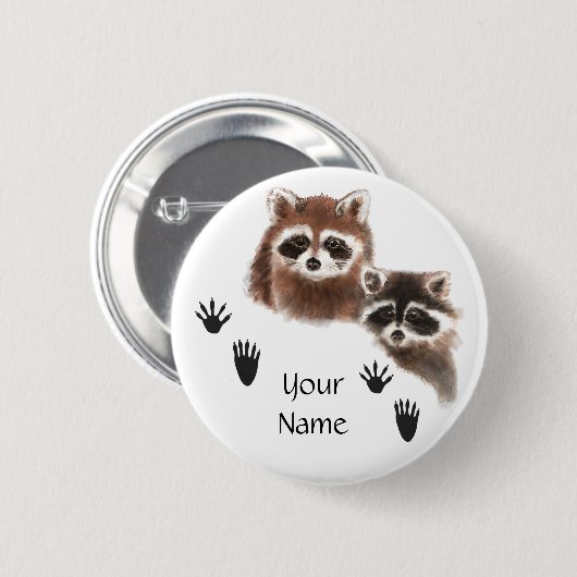 Benutzerdefinierte Raccos mit Footprints Button (Vorne & Hinten)