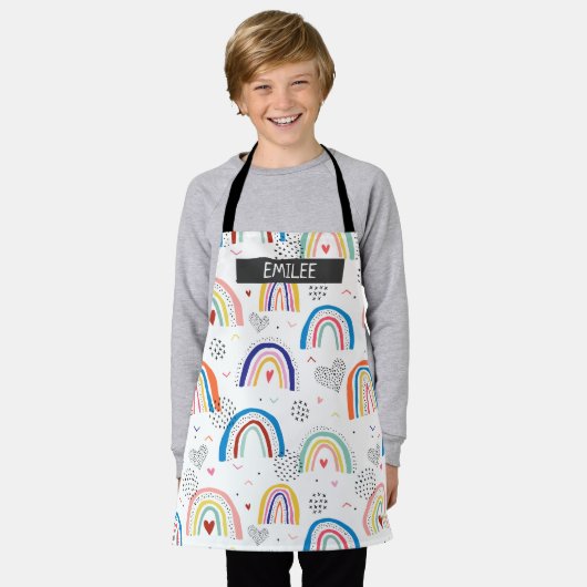 Benutzerdefinierte Rainbow All-over-Print-Schürze Schürze (Getragen)