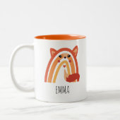 Benutzerdefinierte Rainbow Fox-Tasse mit Namen Zweifarbige Tasse (Links)