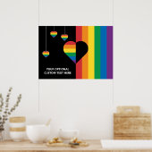 Benutzerdefinierte Rainbow-Herzen und -Streifen Poster (Küche)