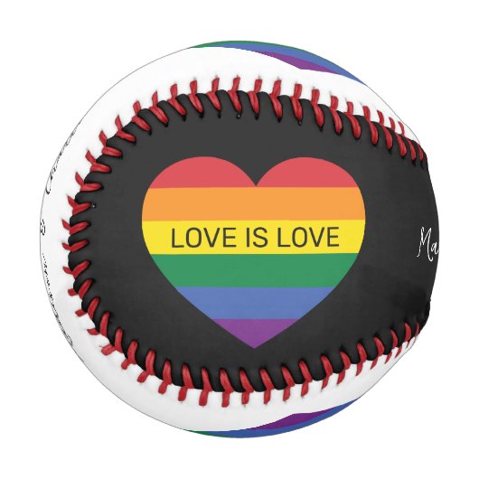 Benutzerdefinierte Rainbow-Liebe Baseball (Rückseite Rechts)