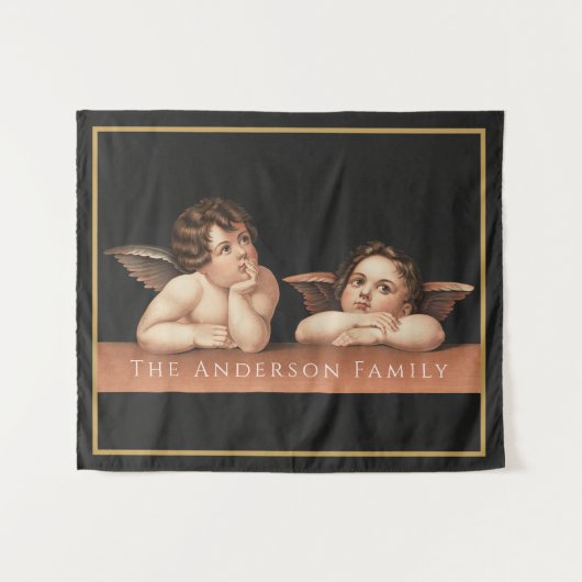 Benutzerdefinierte Raphael Cherub Vintage-Renaissa Wandteppich (Vorderseite (Horizontal))