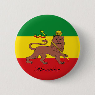 Benutzerdefinierte Rastafarian Flag Äthiopia Löw Button