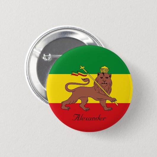 Benutzerdefinierte Rastafarian Flag Äthiopia Löwe  Button (Vorne & Hinten)