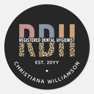 Benutzerdefinierte RDH registrierte Zahnhygieniker Runder Aufkleber