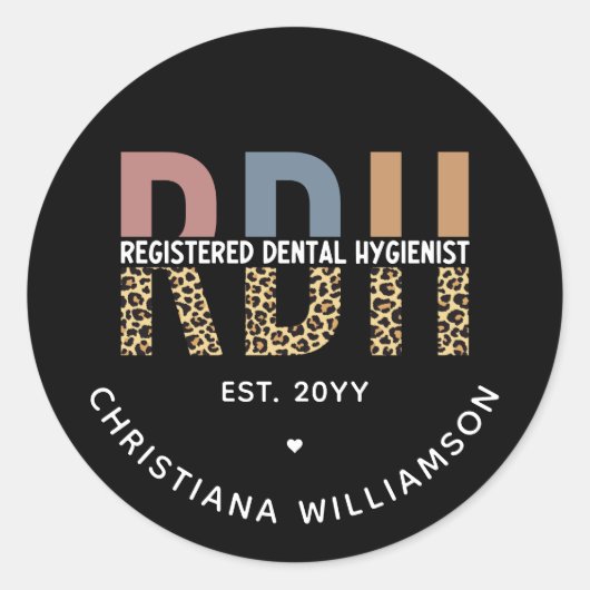 Benutzerdefinierte RDH registrierte Zahnhygieniker Runder Aufkleber (Vorderseite)