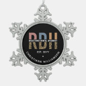 Benutzerdefinierte RDH registrierte Zahnhygieniker Schneeflocken Zinn-Ornament (Vorderseite)