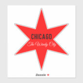 Benutzerdefinierte Red 6-Point Chicago Flag Star T Aufkleber (Blatt)