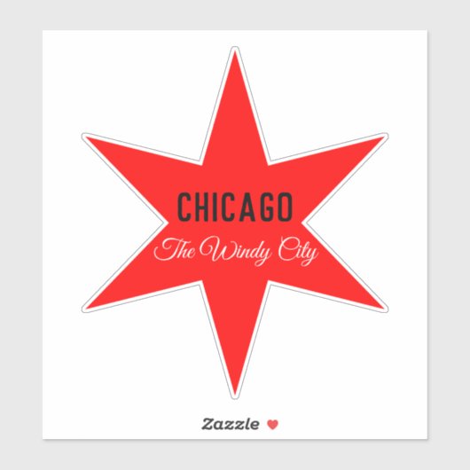 Benutzerdefinierte Red 6-Point Chicago Flag Star T Aufkleber (Blatt)