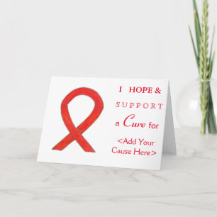 Benutzerdefinierte Red Awareness-Ribbon-Mitteilung Karte