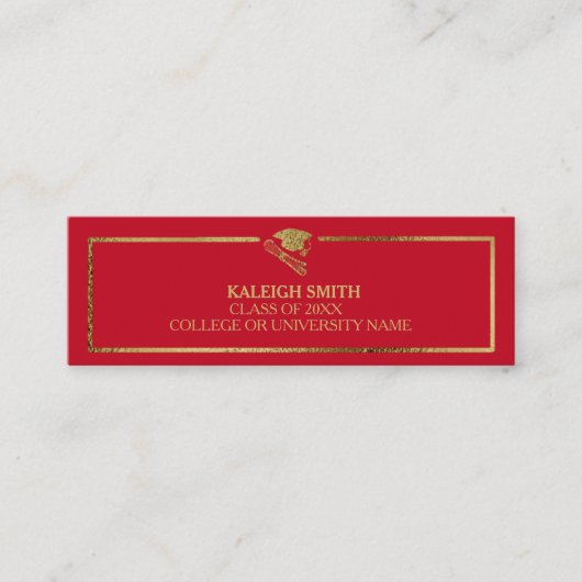 Benutzerdefinierte Red Gold Abschluss Namenskarte  (Vorderseite)