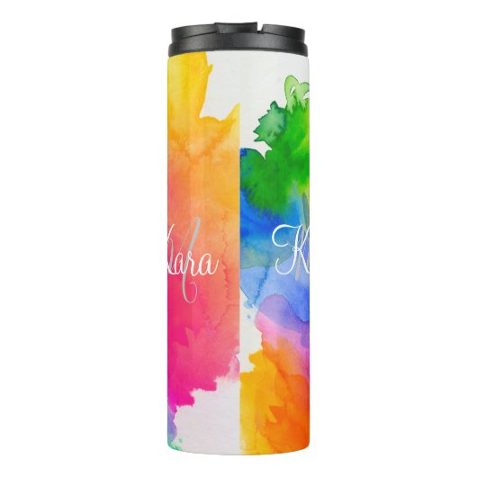 Benutzerdefinierte Regenbogenfarbe Thermosbecher (Rückseite)