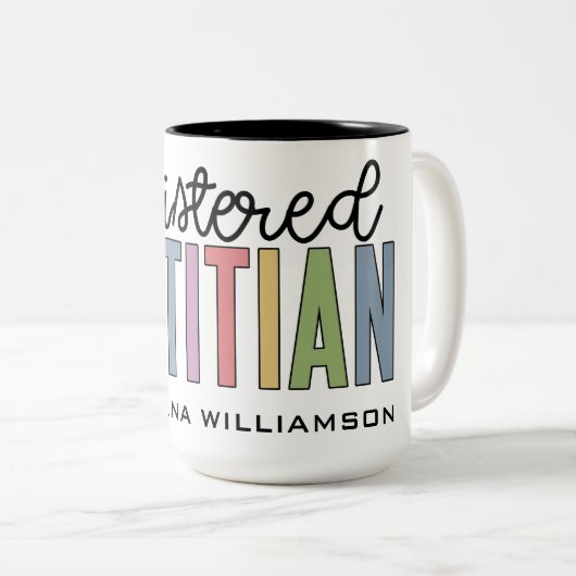 Benutzerdefinierte registrierte Diätitin mehrfarbi Zweifarbige Tasse (VorderseiteRechts)