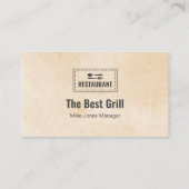 Benutzerdefinierte Restaurantkarte | Schwarzes mod Visitenkarte (Rückseite)