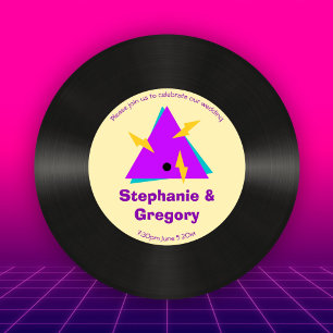 Benutzerdefinierte Retro-80er-Jahre-Faux-Vinyl-Sch Einladung