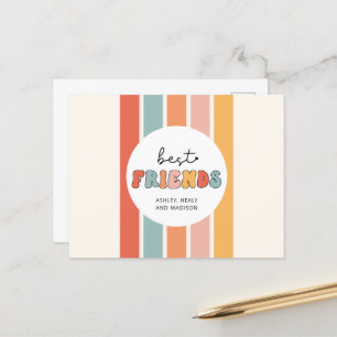 Benutzerdefinierte Retro-Besten-Freunde-BFFs-Süße- Postkarte