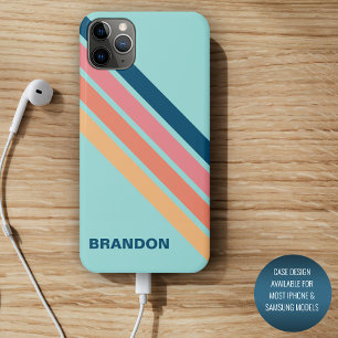 Benutzerdefinierte Retro Blau Koralle Orange Gelbe iPhone 16 Pro Max Hülle