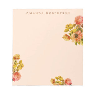 Benutzerdefinierte Retro-Blumen-Pastell-Pfirsich-A Notizblock