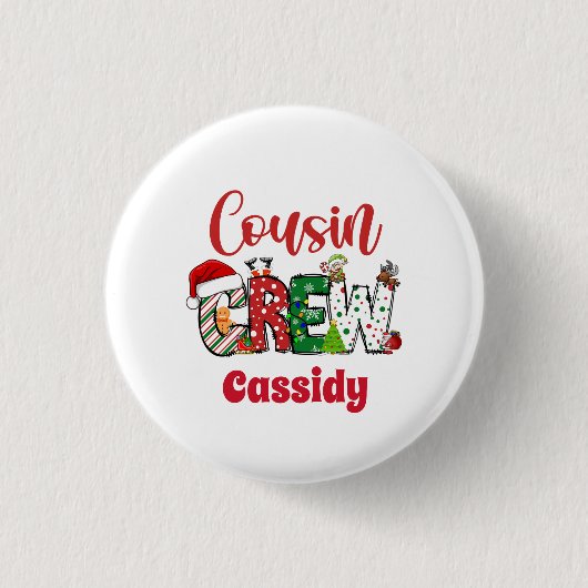 Benutzerdefinierte Retro-Cousin-Crew Weihnachten Button (Vorderseite)