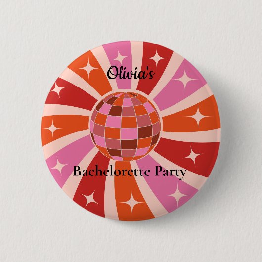Benutzerdefinierte Retro-Disco-Kugel Junggesellinn Button (Vorderseite)