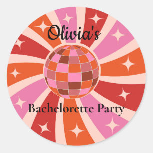 Benutzerdefinierte Retro-Disco-Kugel Junggesellinn Runder Aufkleber