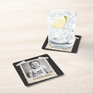 Benutzerdefinierte Retro-Foto-Partygeschenke Feier Rechteckiger Pappuntersetzer