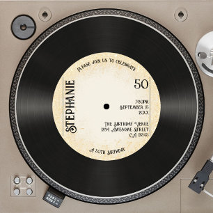 Benutzerdefinierte Retro-Gold-Schallplatte Musik 5 Einladung