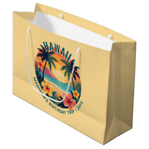 Benutzerdefinierte Retro-Hawaii-Tropenstrandparty Große Geschenktüte
