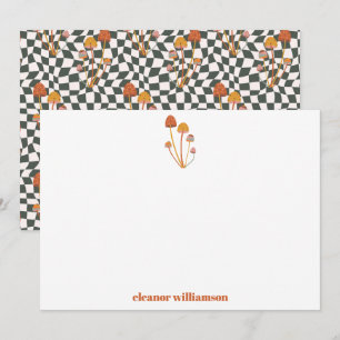 Benutzerdefinierte Retro-Orange-Pilz-Karo-Dusche Dankeskarte