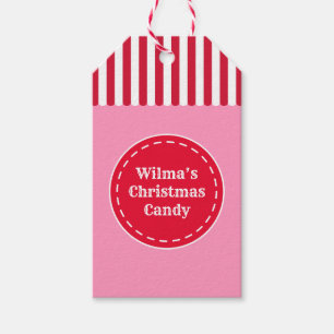 Benutzerdefinierte Retro-Rosa-Rote-Weihnachts-Gesc Geschenkanhänger