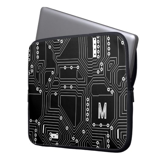 Benutzerdefinierte Retro-Schwarz-weiße Computerpla Laptopschutzhülle (Vorderseite Links)