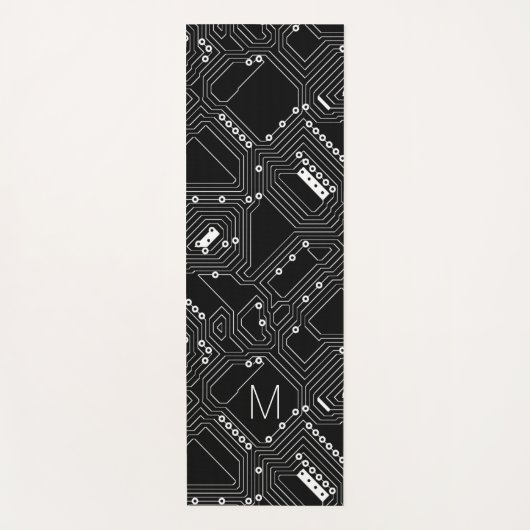 Benutzerdefinierte Retro-Schwarz-weiße Computerpla Yogamatte (Vorderseite)