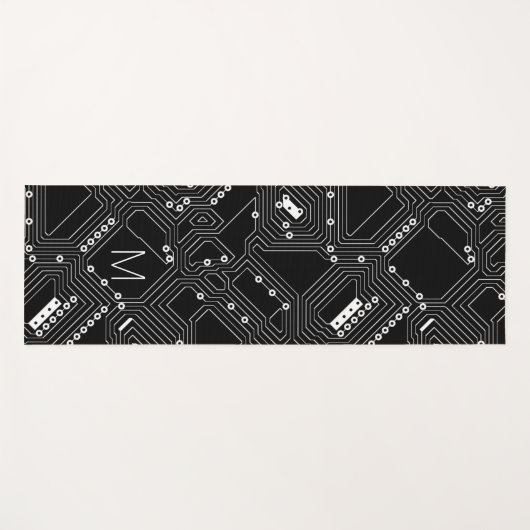 Benutzerdefinierte Retro-Schwarz-weiße Computerpla Yogamatte (Vorderseite (Horizontal))