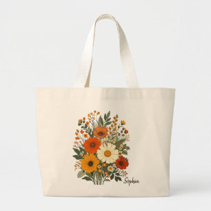 Benutzerdefinierte Retro-Wildblumen-Ästhetik-Tasch Jumbo Stoffbeutel
