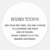 Benutzerdefinierte Richtungen einfach Runder Aufkleber (Vorderseite)